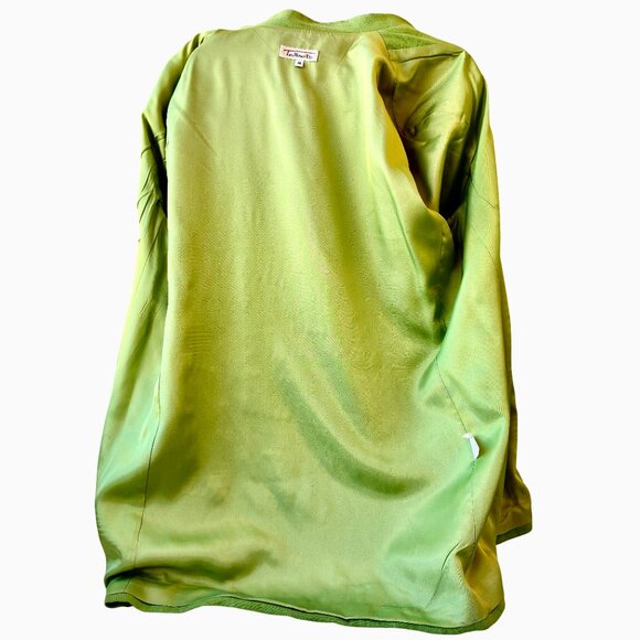 Talbots Vintage Lime Green LINEN Jacket Blazer Lined Pockets Womens size 14 - Picture 12 of 16
